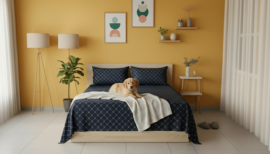 ThreadLoom Home Trellis Pattern 100% Cotton Bedsheet Set | 210 TC King Size 108*108 inches | 2 Pillow Covers