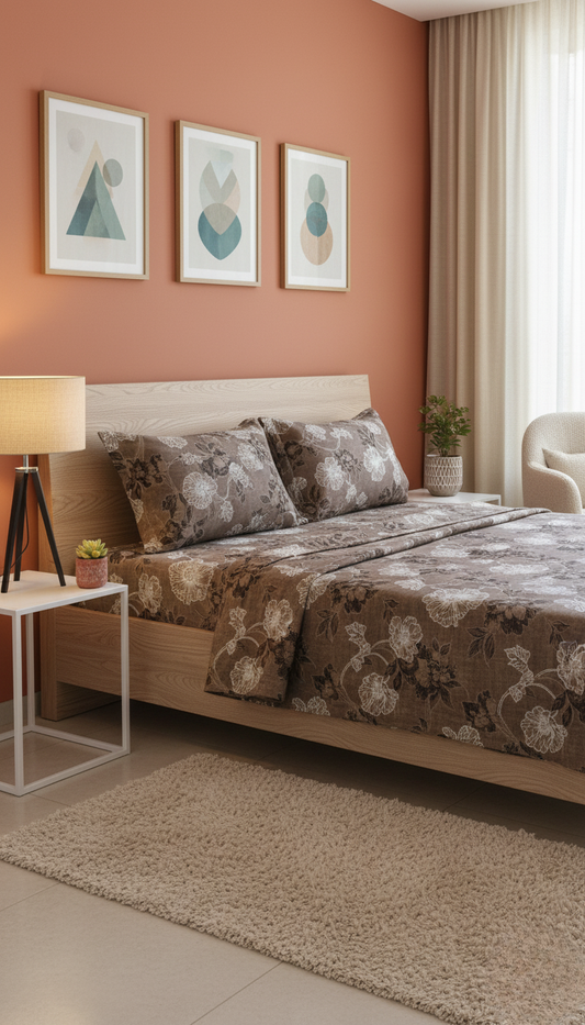 ThreadLoom Home | Cotton Beauty King Size 108*108 inches | 100% Cotton Bedsheet Set