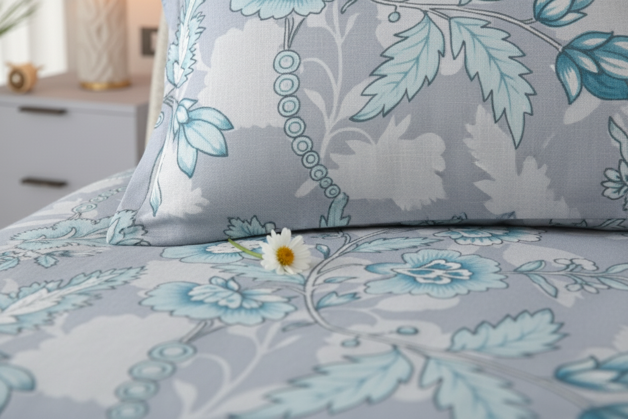 ThreadLoom Home | Bloom 100% Cotton Bedsheet | 180 TC King Size 108*108 inches