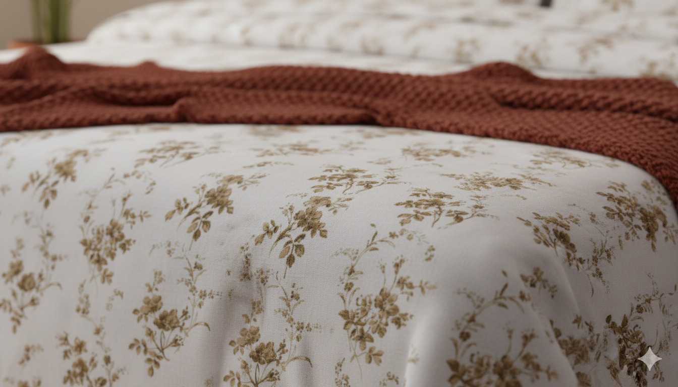 ThreadLoom Home | 180 TC Floral Cotton King Size Bedsheet Set (108x108 inches)