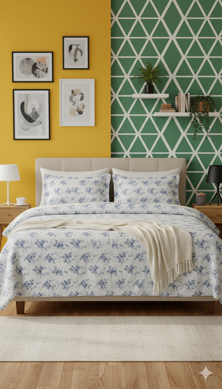 ThreadLoom Home | 180 TC Floral Cotton King Size Bedsheet Set (108x108 inches)