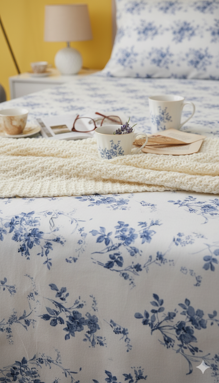 ThreadLoom Home | 180 TC Floral Cotton King Size Bedsheet Set (108x108 inches)