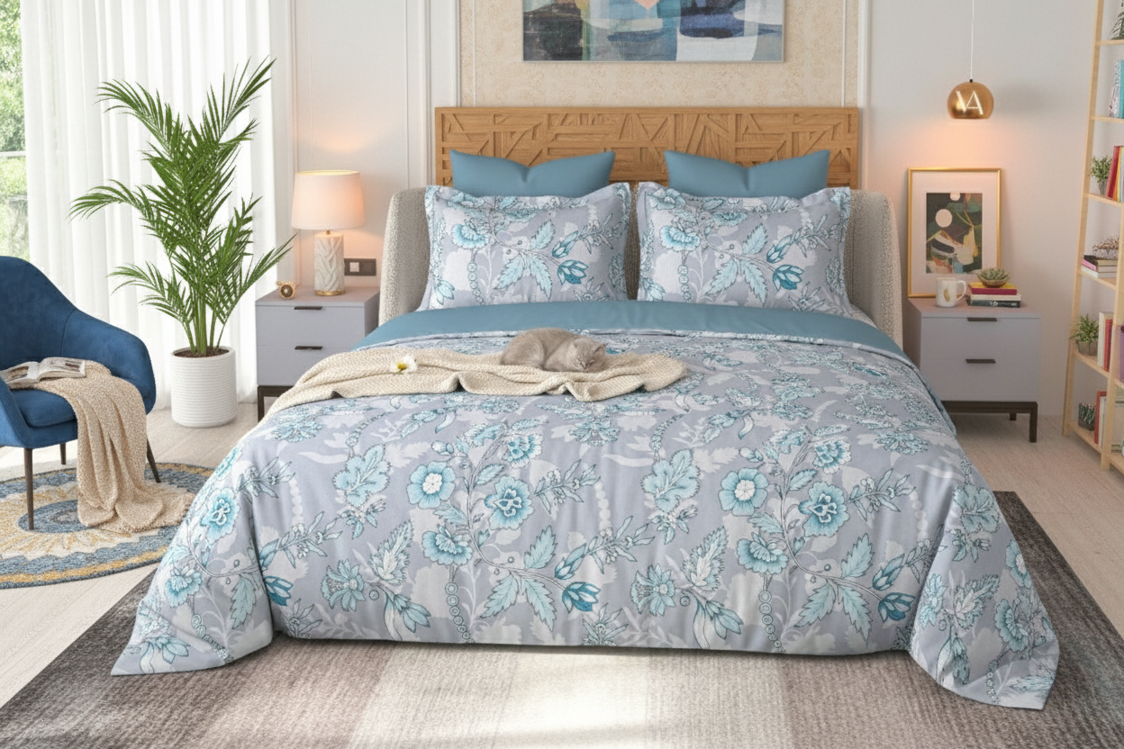 ThreadLoom Home | Bloom 100% Cotton Bedsheet | 180 TC King Size 108*108 inches