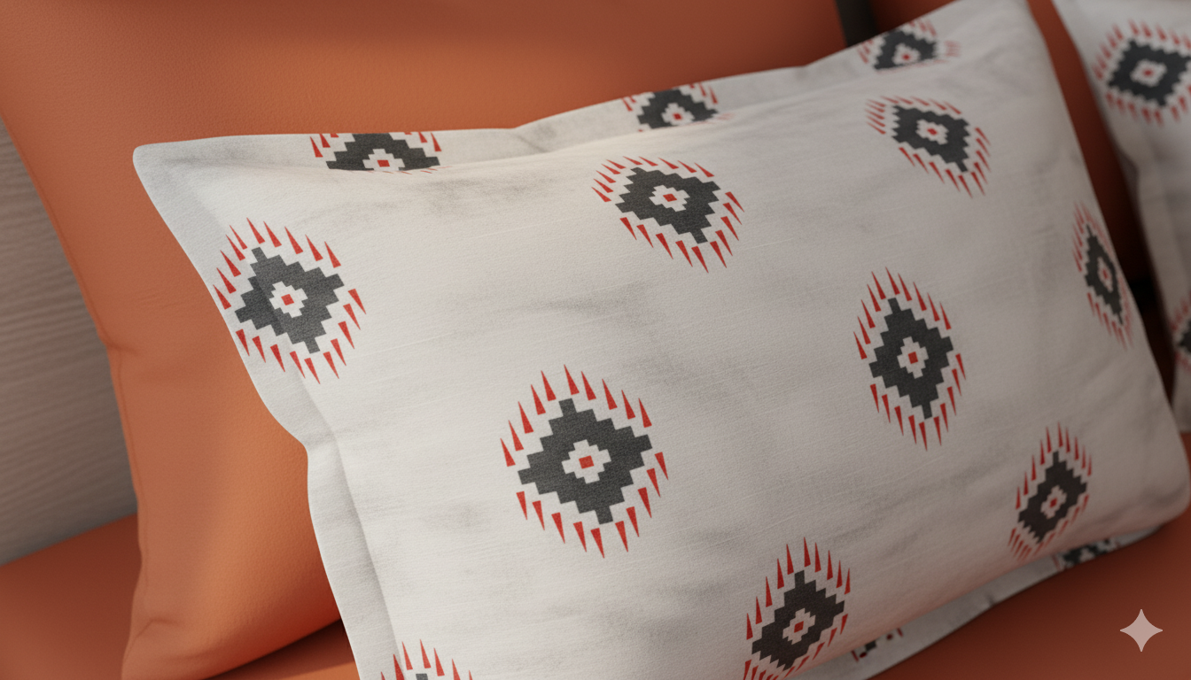ThreadLoom Home Geometric 100% Cotton Bedsheet Set | 300 TC King Size 108*108 inches | 2 Pillow covers