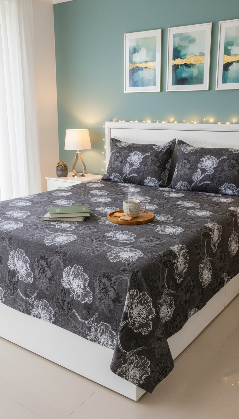 ThreadLoom Home | Cotton Beauty King Size 108*108 inches |  100% Cotton Bedsheet Set