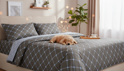 ThreadLoom Home Trellis Pattern 100% Cotton Bedsheet Set | 210 TC King Size 108*108 inches | 2 Pillow Covers