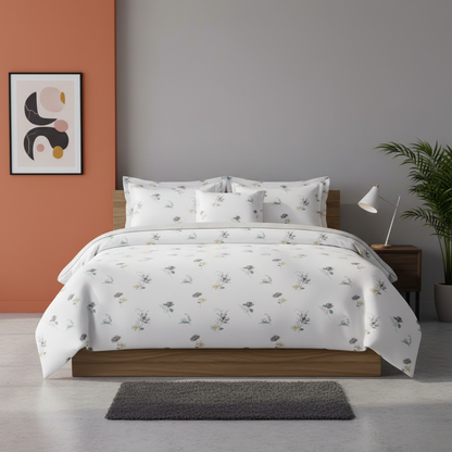 ThreadLoom Home Dream Collection | Floral 100% Cotton King Size Bedsheet Set with 2 Pillow Covers