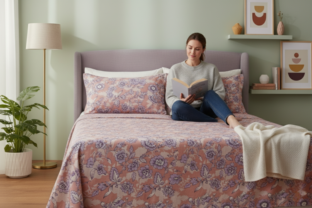ThreadLoom Home | Bloom 100% Cotton Bedsheet | 180 TC King Size 108*108 inches