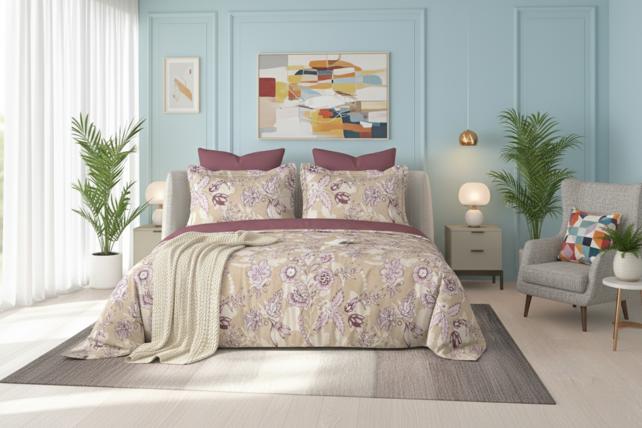 ThreadLoom Home | Bloom 100% Cotton Bedsheet | 180 TC King Size 108*108 inches