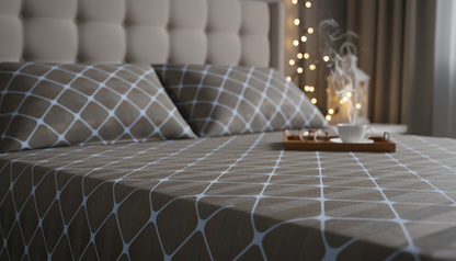 ThreadLoom Home Trellis Pattern 100% Cotton Bedsheet Set | 210 TC King Size 108*108 inches | 2 Pillow Covers