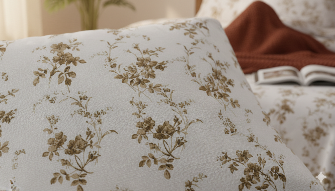ThreadLoom Home | 180 TC Floral Cotton King Size Bedsheet Set (108x108 inches)
