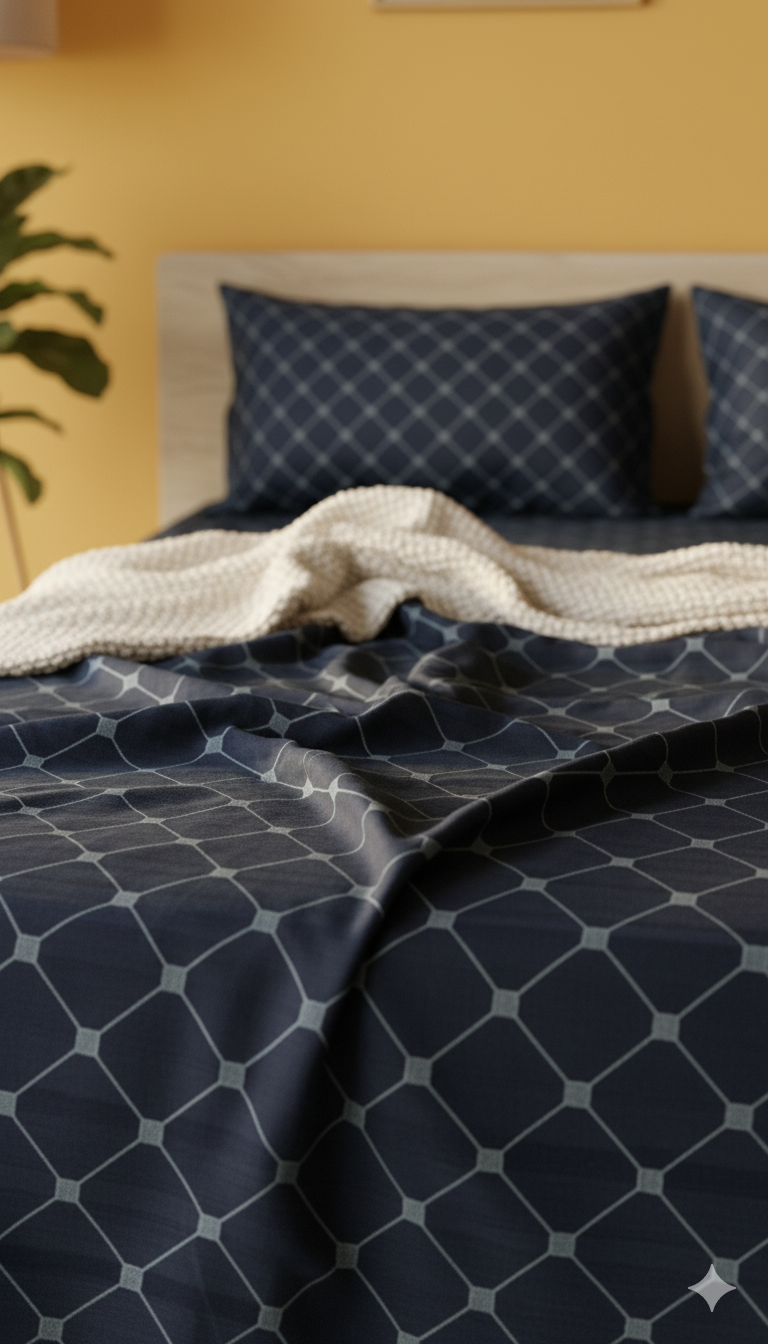 ThreadLoom Home Trellis Pattern 100% Cotton Bedsheet Set | 210 TC King Size 108*108 inches | 2 Pillow Covers