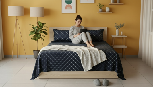 ThreadLoom Home Trellis Pattern 100% Cotton Bedsheet Set | 210 TC King Size 108*108 inches | 2 Pillow Covers
