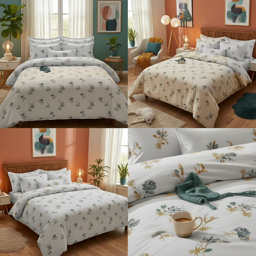 ThreadLoom Home Dream Collection | Floral 100% Cotton King Size Bedsheet Set with 2 Pillow Covers