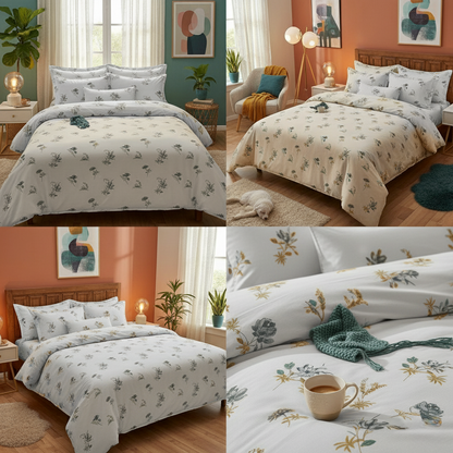 ThreadLoom Home Dream Collection | Floral 100% Cotton King Size Bedsheet Set with 2 Pillow Covers