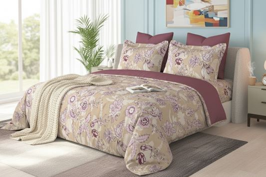 ThreadLoom Home | Bloom 100% Cotton Bedsheet | 180 TC King Size 108*108 inches