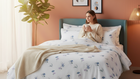 ThreadLoom Home Dream Collection | Floral 100% Cotton King Size Bedsheet Set with 2 Pillow Covers