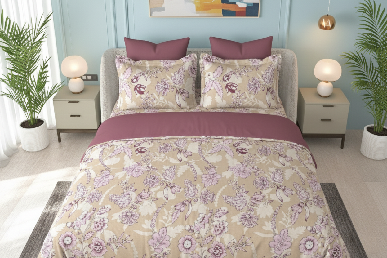 ThreadLoom Home | Bloom 100% Cotton Bedsheet | 180 TC King Size 108*108 inches