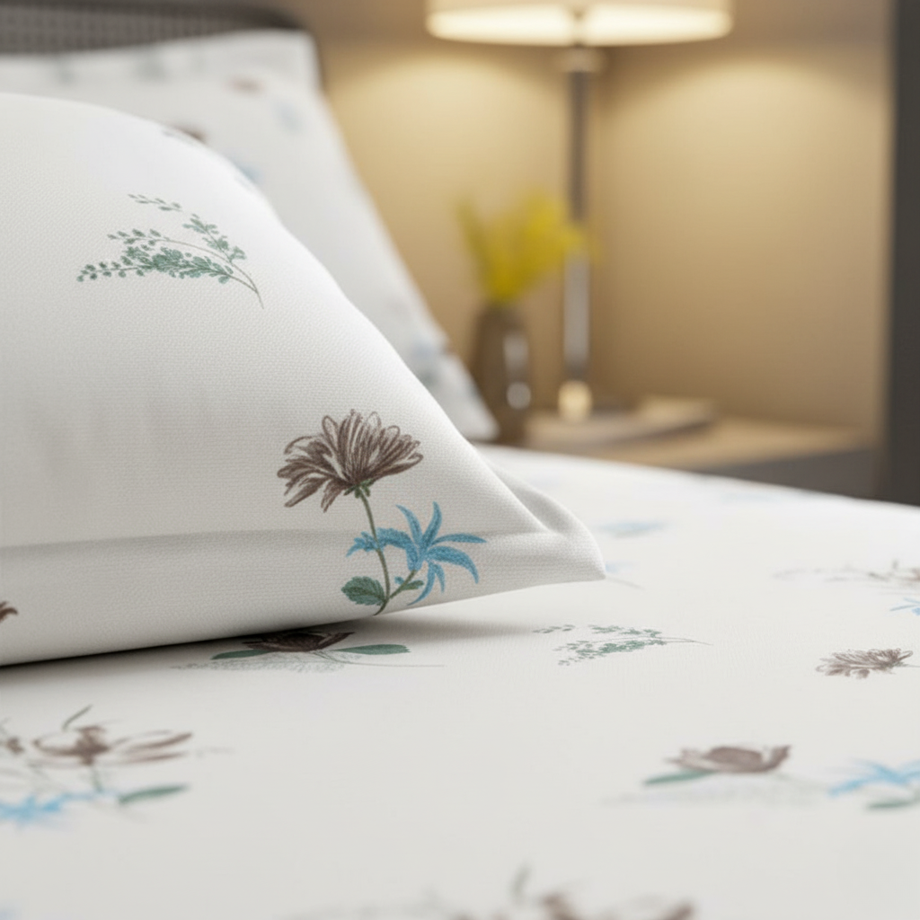 ThreadLoom Home Dream Collection | Floral 100% Cotton King Size Bedsheet Set with 2 Pillow Covers