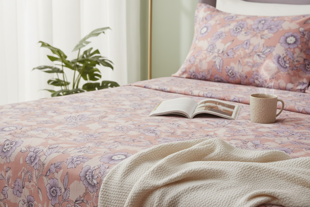 ThreadLoom Home | Bloom 100% Cotton Bedsheet | 180 TC King Size 108*108 inches