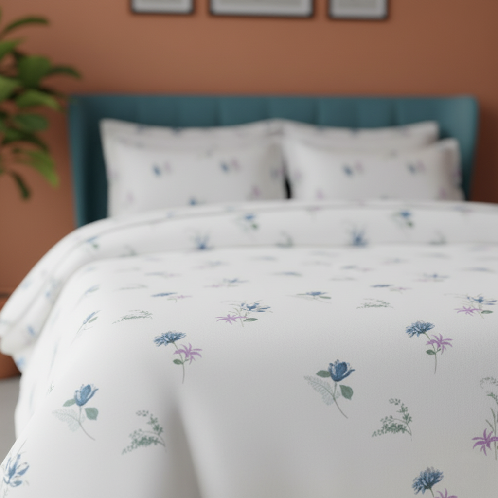 ThreadLoom Home Dream Collection | Floral 100% Cotton King Size Bedsheet Set with 2 Pillow Covers